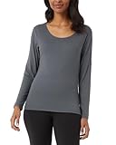 32 Degrees Women's Cozy Heat Base Layer Scoop Neck Top - Thermal Long Sleeve Shirt for Cold Weather | Ht Charcoal, Large