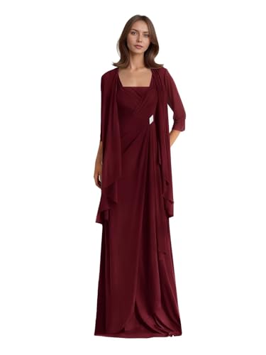 2 Piece Mother of The Bride Dresses for Women Half Sleeve Chiffon Long Formal Evening Gowns