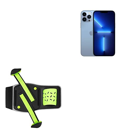 BoxWave Holster Compatible with Apple iPhone 13 Pro Max - FlexSport Armband, Adjustable Armband for Workout and Running - Stark Green