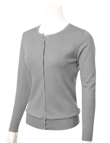 Image of Allsense Women's Long-Sleeve Crewneck Cardigan | Classic Button Down Sweater, Soft Fine Knit, Lightweight