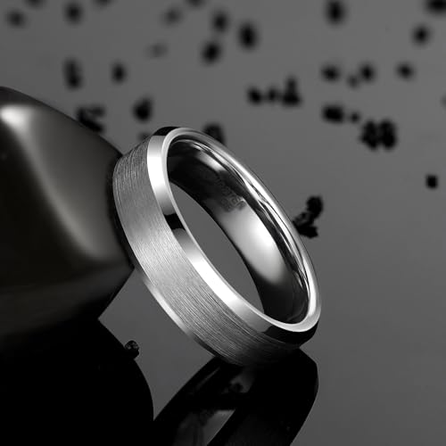 Alliance tungstène brossé argent 6mm la bague de mariage anti rayures - 2