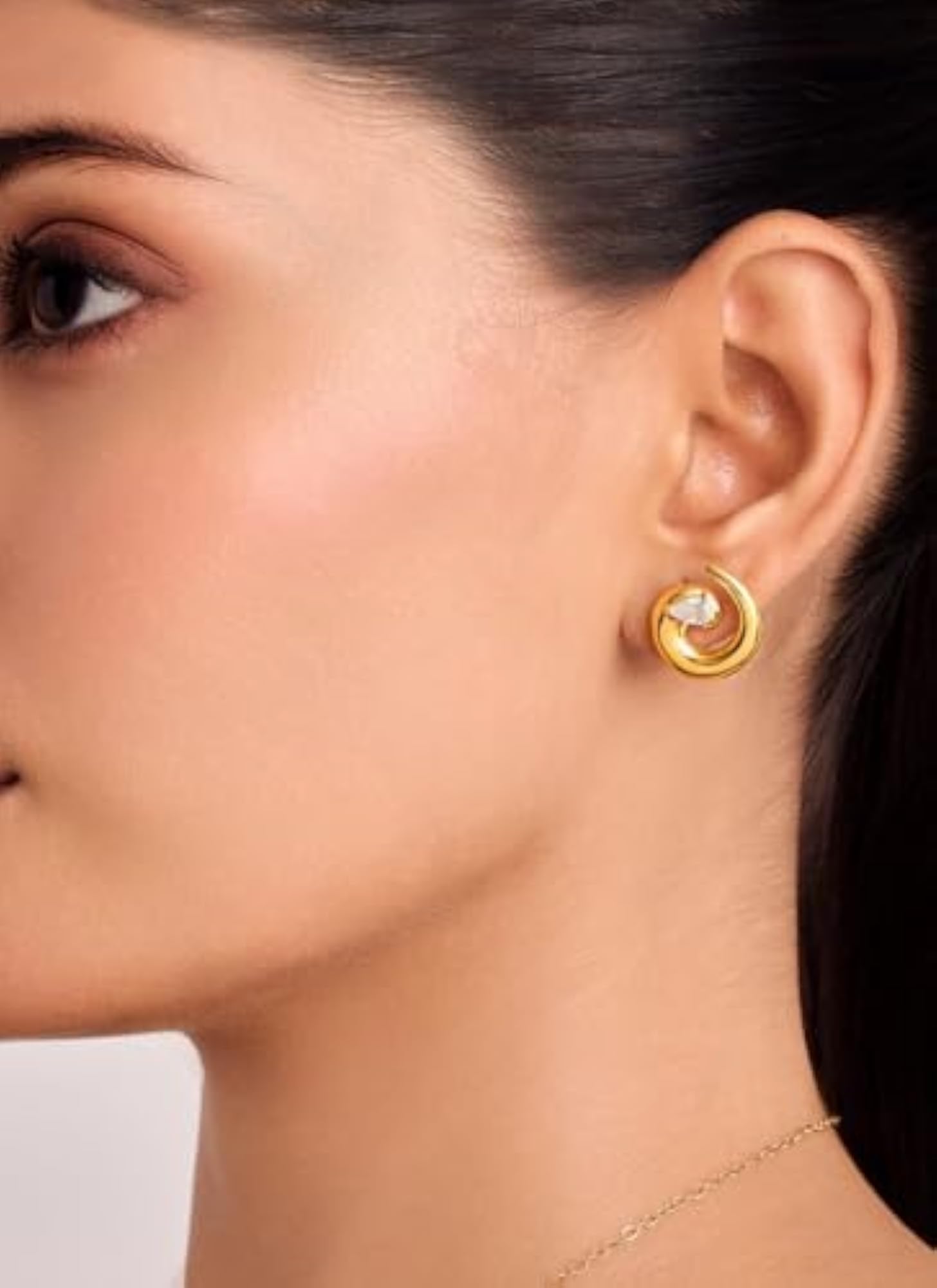 Women's 18k Gold Plated Golden Dew Stud Earrings, Waterproof