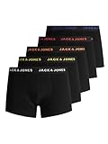 Herren Jack & Jones Set 5er Pack Trunks Boxershorts Stretch Unterhose Basic Jersey Unterwäsche, Farben:Schwarz-2, Größe:L
