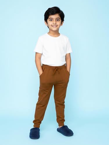 Image of KiddoPanti Boys Solid Fleece Track Pants | Cotton Poly Fleece Fabric | Ankle Length Bottom Rib | 2 Front Patch Pocket | Elastic Waist & Drawcord | Jogger Track Pants for Boys