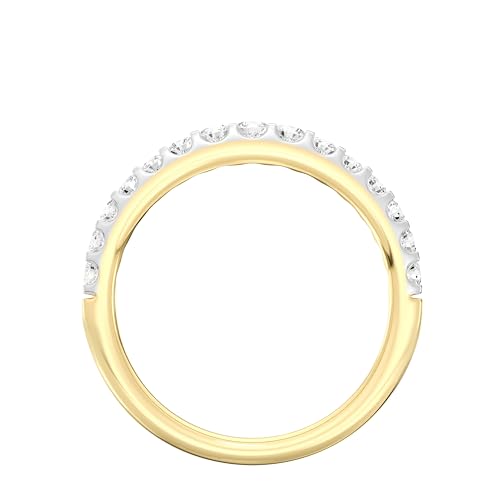 GILDED 925 Sterling Silver & 14K Gold Plated Anniversary Bands for Women in 1/4 ctw or 1/2 ctw Lab Grown Diamond | Anniversary Wedding Band | Promise Rings | Eternity Stackable Rings for Women Size 73