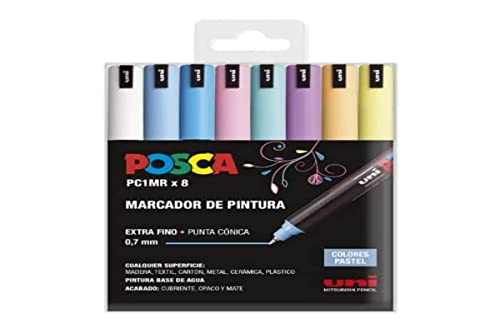 UNI Posca Estuche de 8 Rotuladores PC1MR de Color Pastel de Punta...
