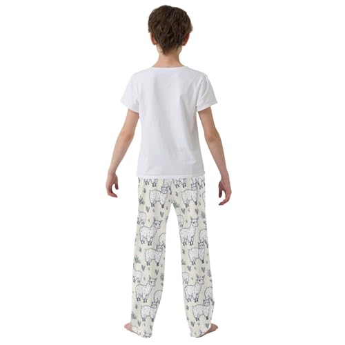 Alpacas Hand Drawn Long Pajama Pants Bottoms Soft Sleepwear with Pockets3