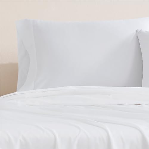 Image of Linen Closet Luxury Cotton 144 Thread Count Organic Cotton Standard Pillowcases, Set of 2, Arctic White