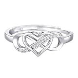 925 Sterling Silber gekreuzte Ringe für Frauen verstellbare offene Fingerringe Schmuck...