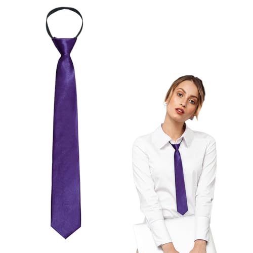 Image of Luckyvestir Womens Tie, Pre Tied Black /Red Ties for Women Adjustable Zipper Womens Necktie
