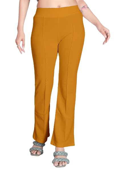 Image of Women's High Waist Bell Bottom Trouser, Elastic Flared Bootcut Pants