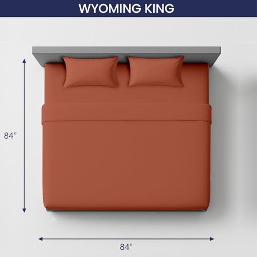 Image of SGI 84 inchx84 inch 4 Pc Emperor /Wyoming King Sheet Set 600 TC 18 inch Deep, Terracotta