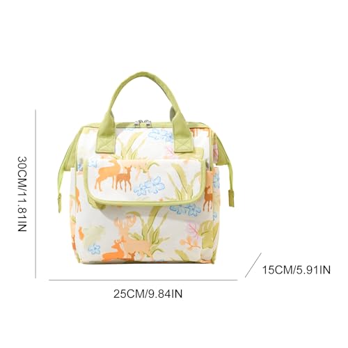 Mochila para mujer grande amarilla con múltiples compartimentos de moda 2