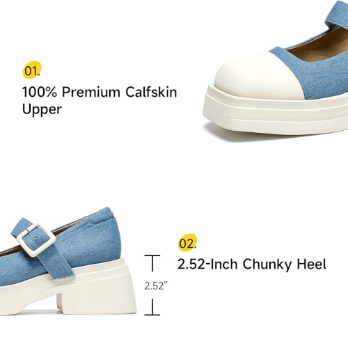 BEAU TODAY Women's Beige Mary Jane Pumps, Size 12, Casual Dress Shoes for Women, Spring/Autumn/Fall, Platform Heel, Leather Sole2