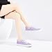Obtaom Women's Play Fashion Sneaker Comfortable Canvas Slip on Shoes Washed Canvas Flats（Purple，US5）