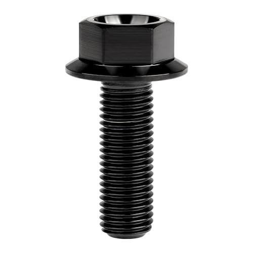 Image of Ti Screws M10 x 20 25 30 35 40 45 50 55 60 65 70 75 80 90 100mm 1.25 Pitch Titanium Flange Hex Bolt Pack of 4 (Black, M10x35mm)