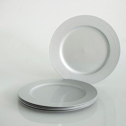 LOLAhome Juego de 6 bajoplatos de Navidad estriados color plata de 33cm