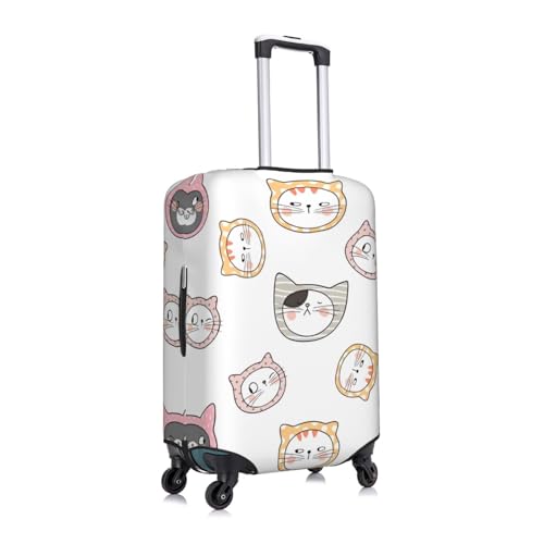 Elastic Travel Luggage Cover Printed Cute Cats Doodle Double-Sided Suitcase Protector Bag,Dust-Proof Cratch-Resistant Washable Baggage Covers For Kid Adult,X-Large3