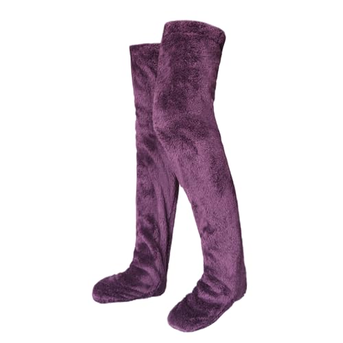 Zsedrut Winter Plush Warm Long Socks Over Knee Fur Leg Warmer Plushwarmth Long Socks For Women Home Sleeping Leg Warmers