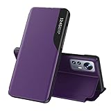Shell Mobile Prime Puan Étui en Cuir Compatible with xiaomi 1 2pro, Affichage latéral Horizontal Horizontal Protective Shell Couvercle du Support .Téléphone Portable en arrière. (Color : Violet)