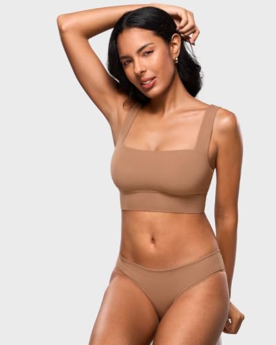 Image of INLYRIC Women's Inbarely Outwear Longline Square Neck Bralette Supportive Unlined No Underwire Yoga Sports Bra