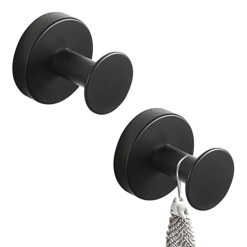FANGCCC 2025 Mise à Niveau Crochets à Ventouse, 2 Pièces Extra Fort Crochet Ventouse Acier Inoxydable Porte Serviette Ventouse Sans Percer Ventouse Crochet pour Salles de Bains (Noir)