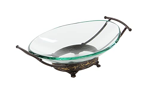 Deco 79 Glass Metal Bowl, 17 by 5-Inch
