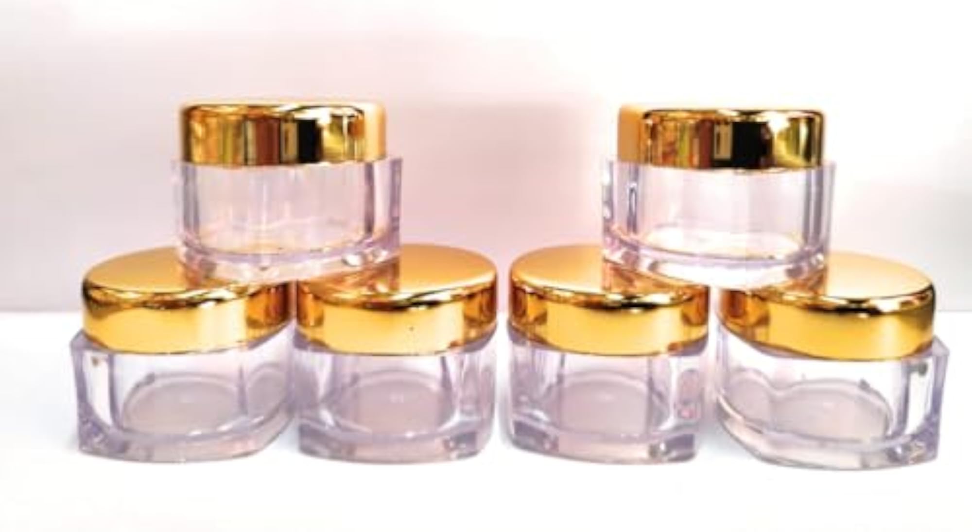 15g Square Empty Cosmetic Containers with Gold Lids, Pack of 12