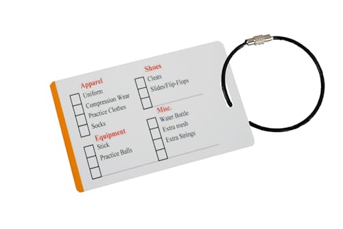 GearBagTags Boys Lacrosse Gear Checklist Reminder, Customize, Organize Sports Equipment Bag, Secure Stainless Steel Keychain Cable Ring