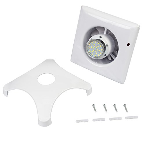 Hon&Guan 4" Home Ventilation Fan Garage Exhaust Fan Ceiling,Window and Wall Mount Fan with 5W LED Light for Kitchen(Ultra Silent)