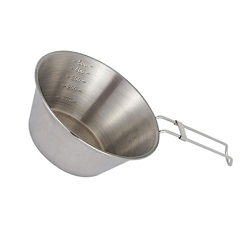 BESPORTBLE Stainless Steel Foldable Camping Bowl Outdoor Food Bowl for Hiking Barbecue and Picnics Lightweight Durable Design with Comfortable Handle