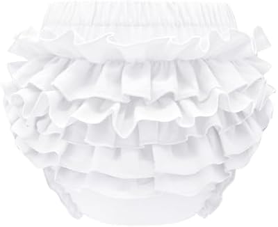 Sarfel Baby Bloomers Diaper Covers for Girls – White Infant Diaper Cover Shorts
