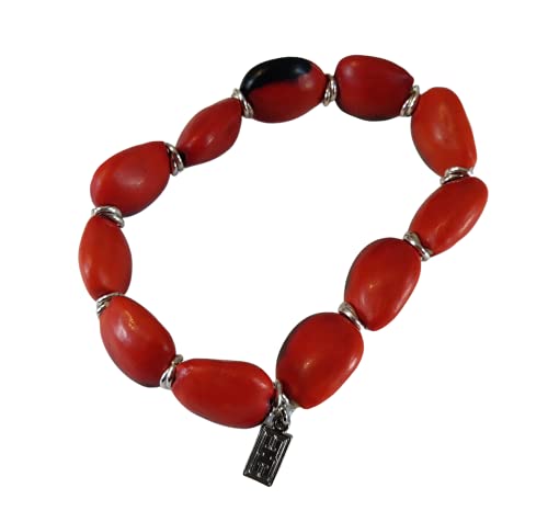 Image of EVELYN BROOKS Classic Stretchy Adjustable Beaded Bracelet for Women 6.5 inch - 7.5 inch w /Meaningful Good Luck Huayruro Seeds Beads - Great Gifts for Mom, Daughter, Sister, Aunt, Girlfriend
