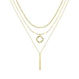 ZOERAY Collier pour Femme Argent Or Chaine con Pendentif Collier Plaqué Or 18K Multirang Empilés Colliers Ras de Cou Doré Réglables Serpent Chaîne Argent Femme Breloque Colier Fantaisie Bijoux