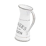  1pc Vases Poignée Floral Cuisine Française Chic Chambre Métal Shabby Lait Décoratif Pichet Séché Rétro Et Forme Style for Bouquet Parure L Art Pot De Fleurs Boutique Peut Étain Bureau (Color : White