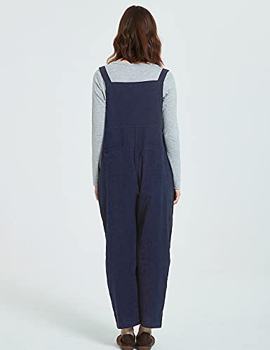 image for Gihuo Women's Fashion Baggy Loose Linen Overalls Jumpsuit Oversized Ca