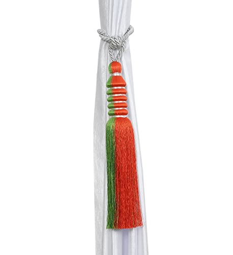 Image of Yarnis Polyester Rope Tiebacks /Tassels for Living Room Door & Window Curtains Decoration, Tricolour, 8 Piece
