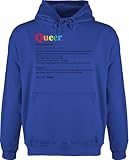 Hoodie Herren Pullover Männer - Queer Definition mit Name personalisiert I Regenbogen Pride Outfit CSD Accessoires Christopher Street Day Outfit LGBTQ Accessoires - 3XL - Royalblau - Geschenke