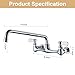 BATHLAVISH Wall Mount Kitchen Sink Faucet, 8” Commercial Kitchen Faucet,Center Double Handle Bar Laundry Utility 14