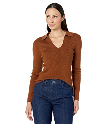 Image of Calvin Klein Women's Johnny Collar V Neck Lightweight Long Sleeve Comfortable Sweater