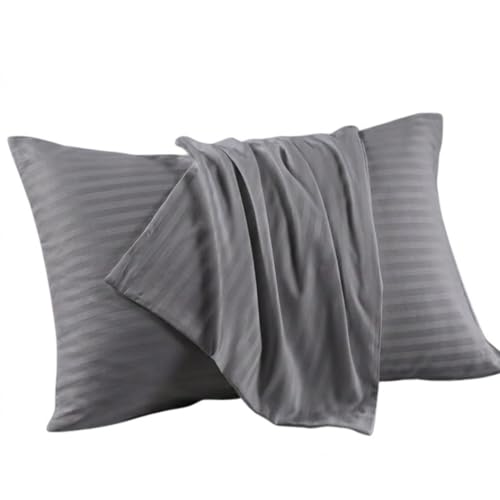 bedding zone - Standard Pillowcase 2pc Set 1cm Stripe Size: 50x75cm (Gray)