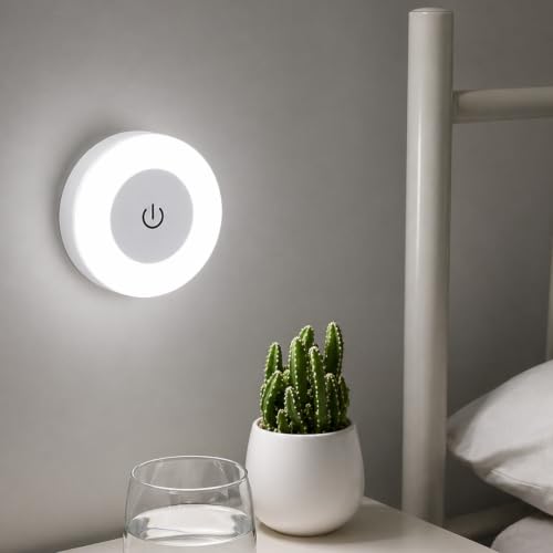 Image of FLYNGO Touch Control Wireless LED Night Light, USB Rechargeable Magnetic Stick-On Light with Adjustable Brightness for Closet, Wardrobe, Bedroom, Hallway & Stairs
