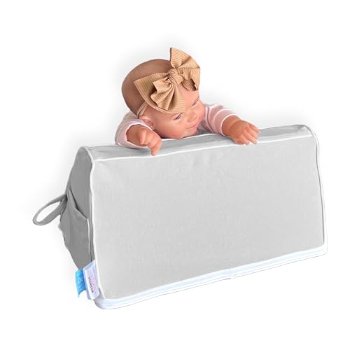 Image of bebon BurpHelp Nursing Pillow for Baby Burp, Reflux, Colic and Gas Relief - Helpful Essential for Tummy Time, Neck and Shoulder Development (Cloud Grey)