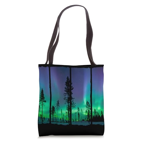 Bolso tote con diseño de aurora boreal y cielo nocturno miniatura 1