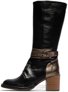 Fly London Damen BEIF165FLY Fashion Boot, Black/DK. Gold, 35 EU