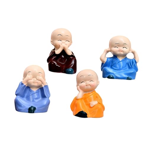Image of Xtore 4 blissfull Meditating Monk for Home /Office /car decor | Wisdom Monks Figurine Set| Resin Decorative Statue | Zen Philosophy Decor - (Pack of 4)