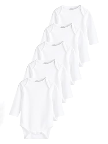 NEXT Baby Langärmelige, gerippte Bodysuits, 5er-Pack Weiß 50