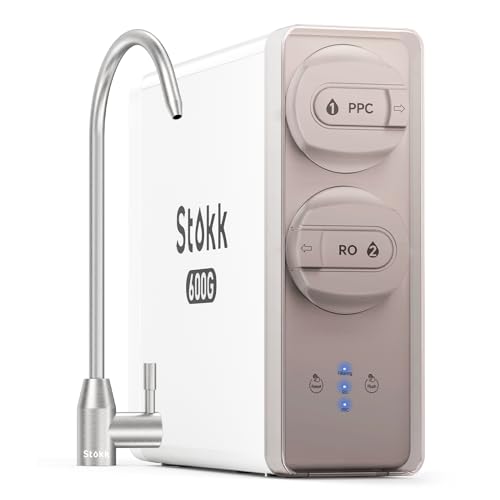Stokk 8 Stage Reverse Osmosis Water Filter, 600 GPD Tankless Reverse Osmosis System, Under Sink RO Water Filtration System, Reduces PFAS TDS, 2:1 Pure to Drain, NSF/ANSI 58& 42, FCC Listed, S1 Pro