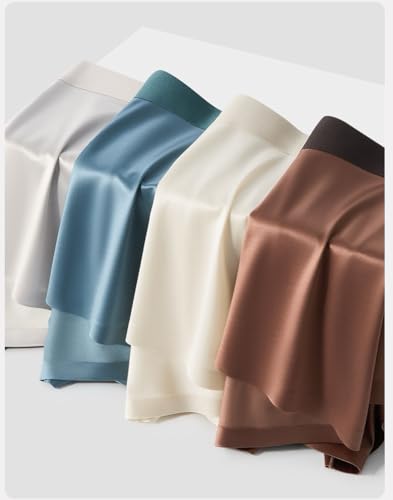 Satin Silk Boxer Briefs Mid Waist Underpants,Ice Silk Boxers Lingerie Breathable Seamless Men's Underwear2