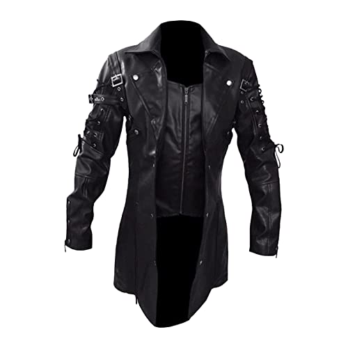 Blouson homme en cuir élégant avec col montant pour automne et hiver